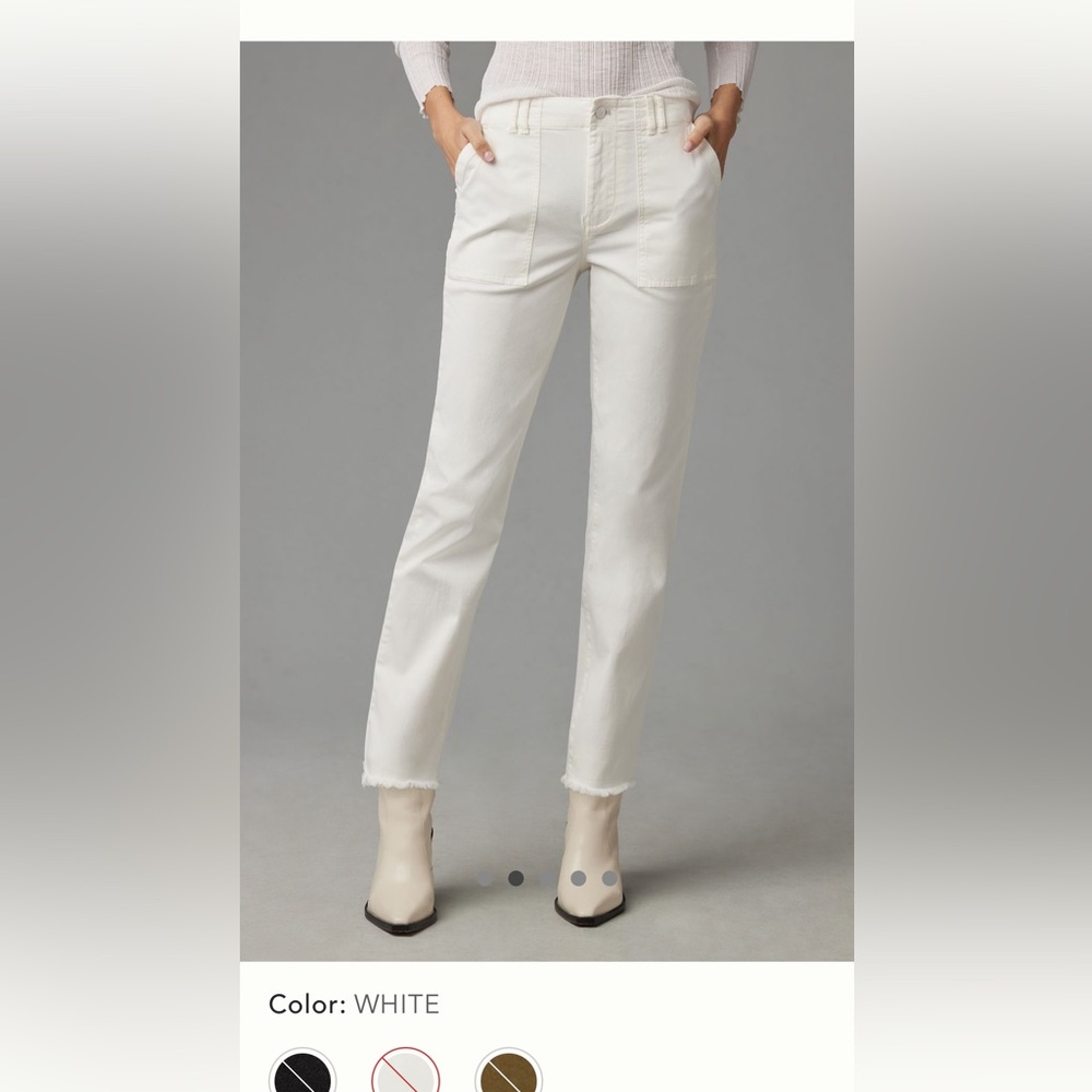 Pilcro Utility Slim Straight-Leg White Pant
